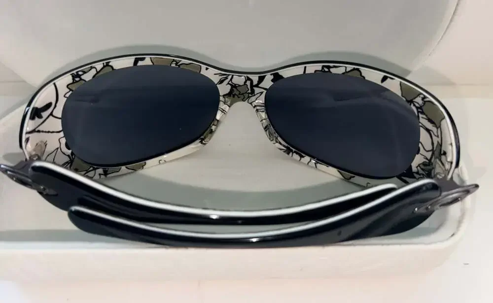 Y2K Oakley Dangerous Black and White Floral Sunglasses with Case